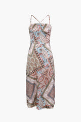 Retro Scarf Print Midi Dress