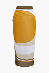 Colorblock Knot Wrap Cover Up Skirt