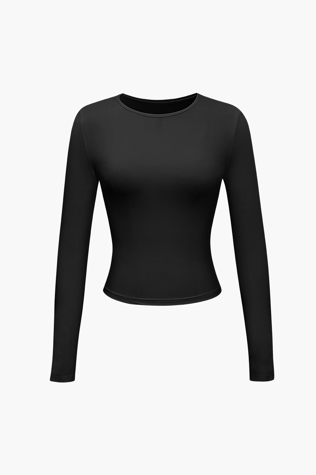 Solid Round Neck Long Sleeve Top