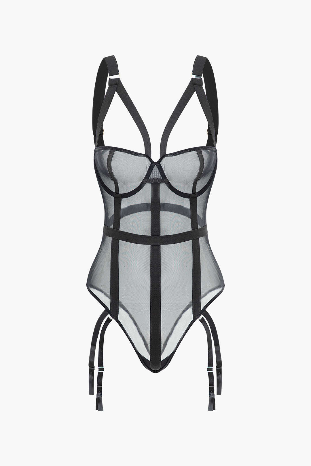 Belted Sheer Mesh Bodysuit