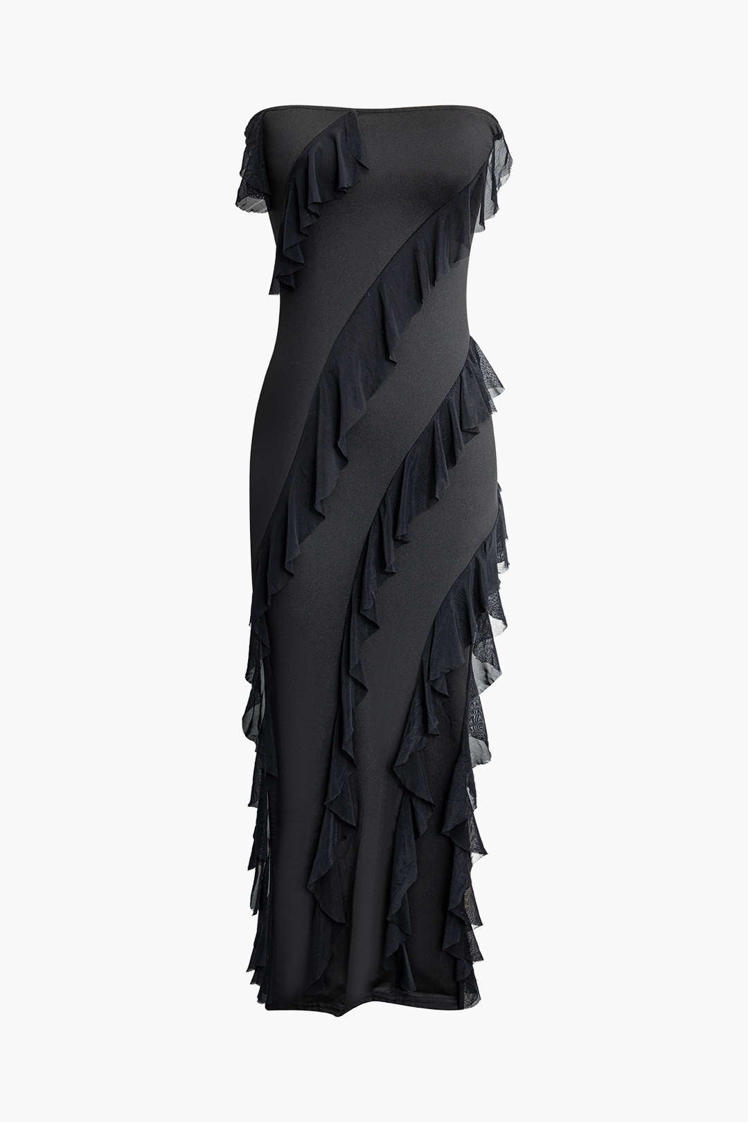 Ruffle Strapless Maxi Dress