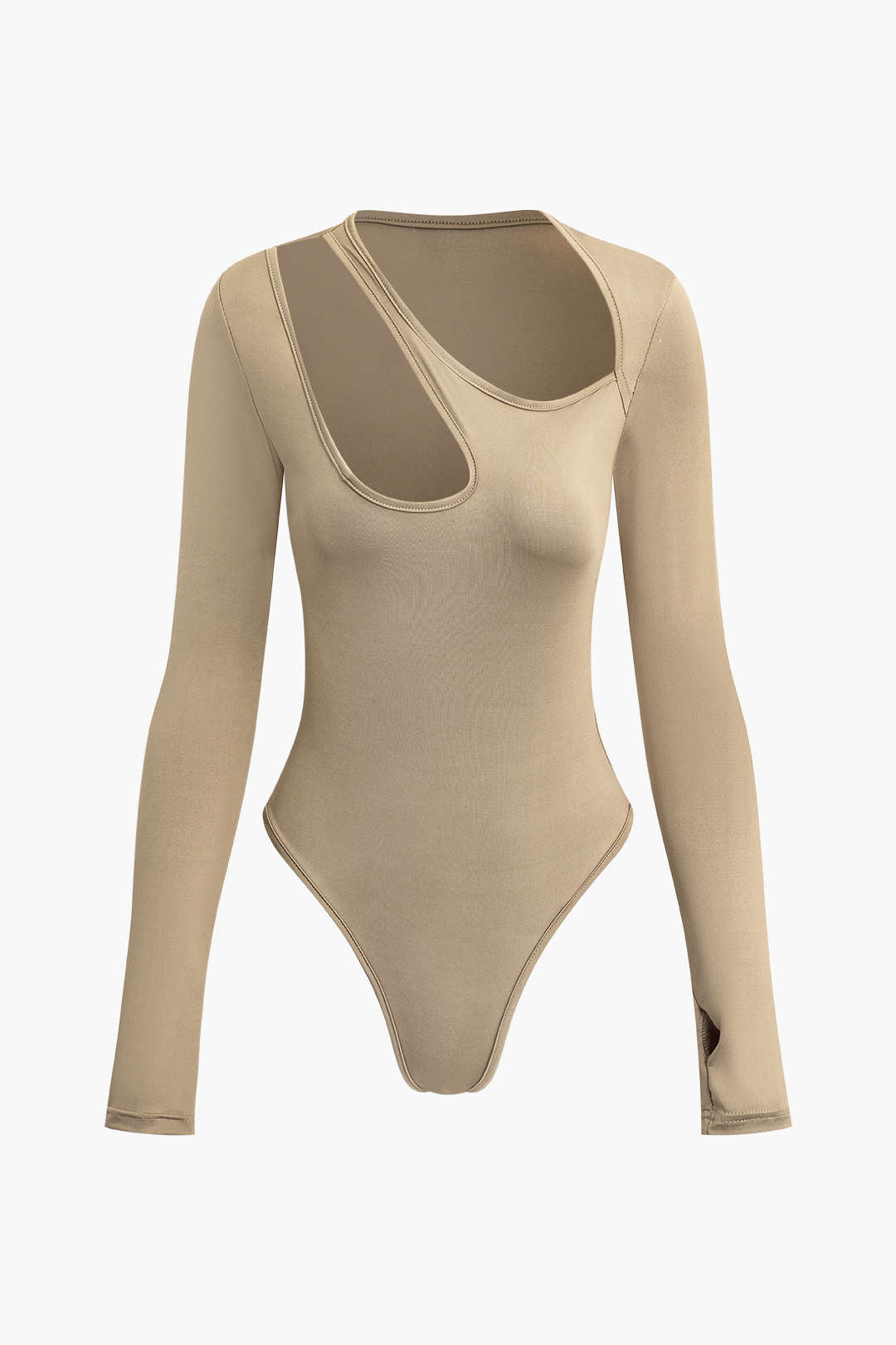 Asymmetrical Cut Out Long Sleeve Bodysuit