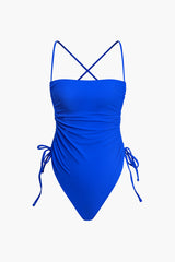 Cross Strap Drawstring Backless One-Piece Swimsuit