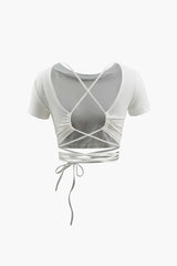 Cross Tie Back Short Sleeve T-Shirt