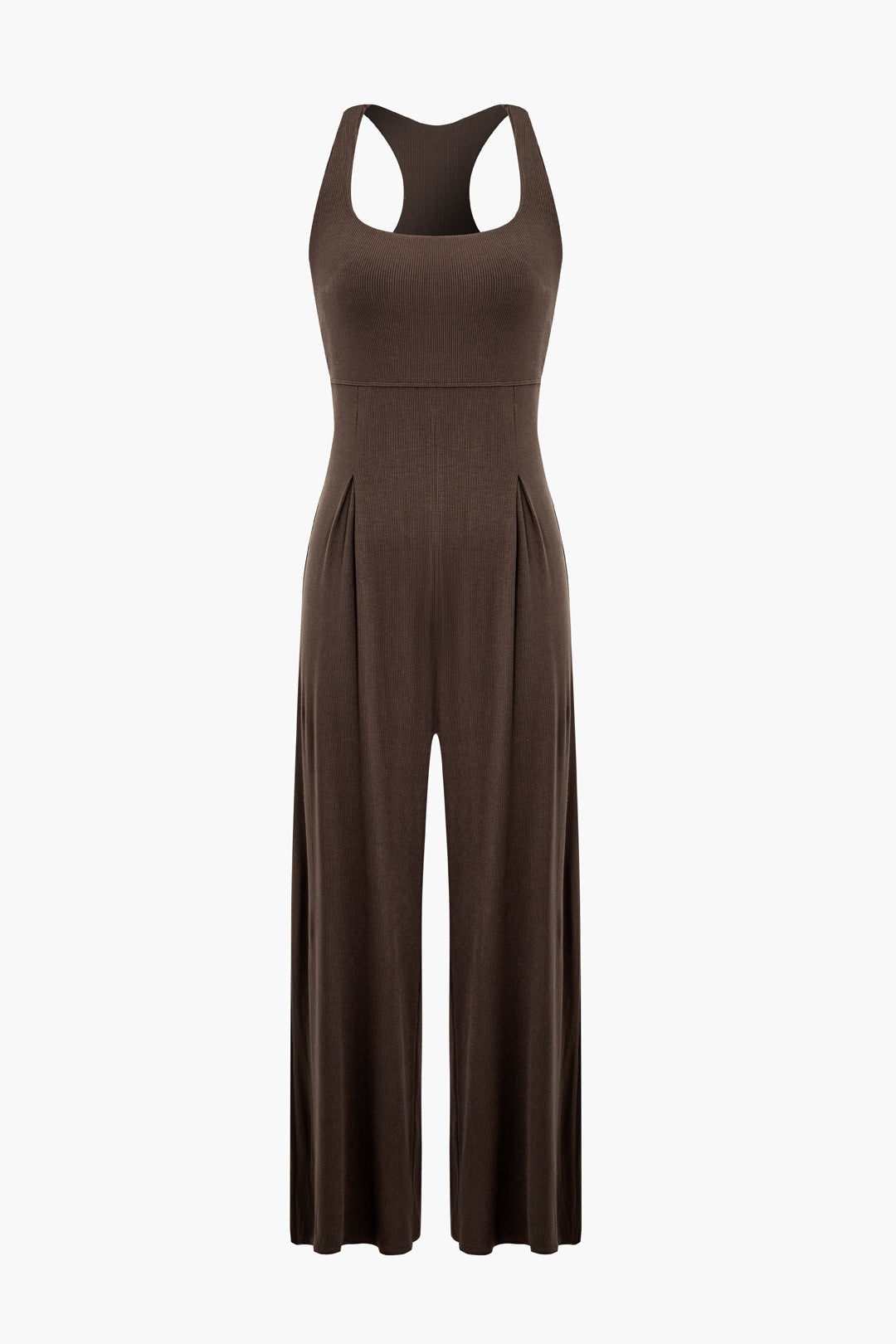 Pleated Square Neck Sleeveless Jumpsuit