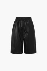 Drawstring Faux Leather Shorts