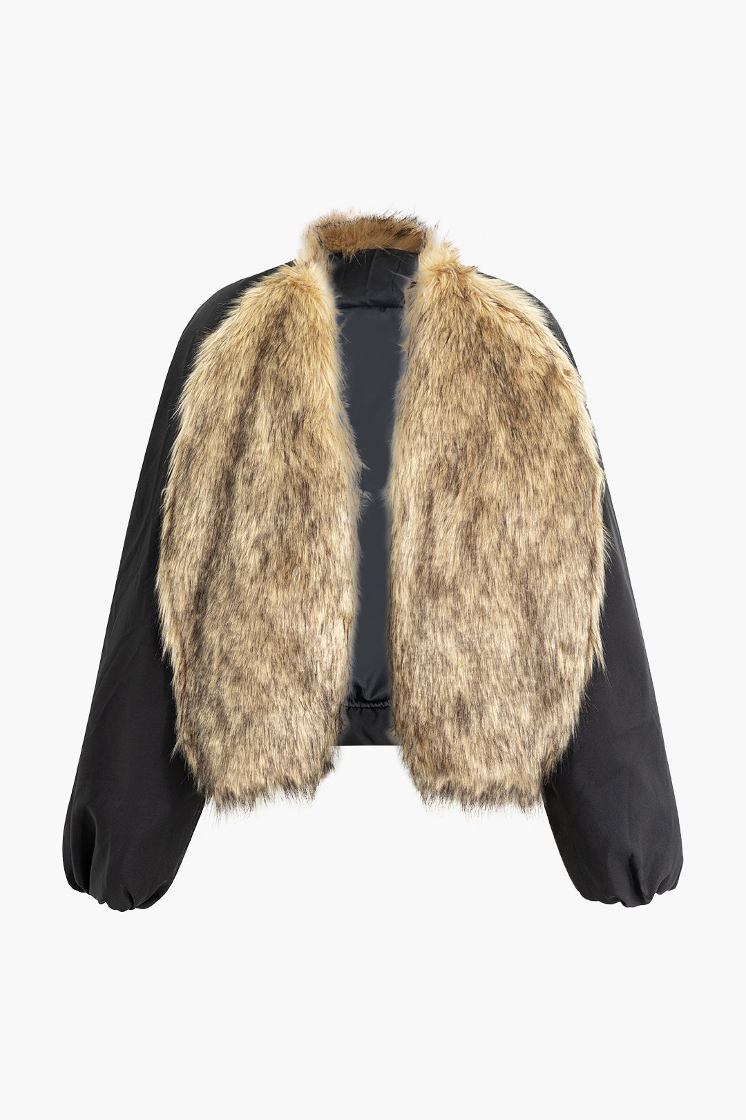 Faux Fur Front Stand Collar Coat