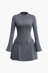 Stitching Bell Sleeve Mini Dress