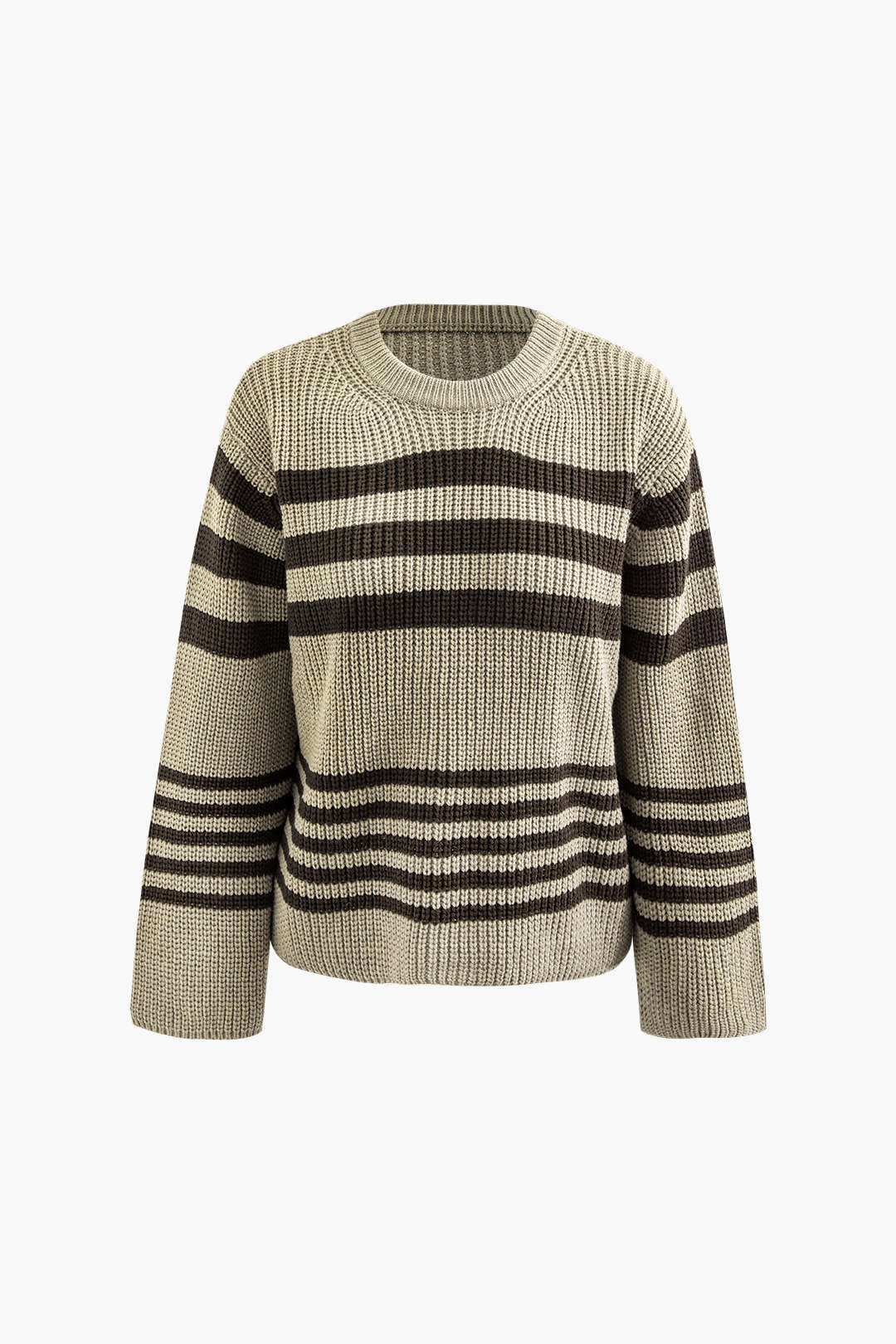 Stripe Round Neck Long Sleeve Knit Sweater