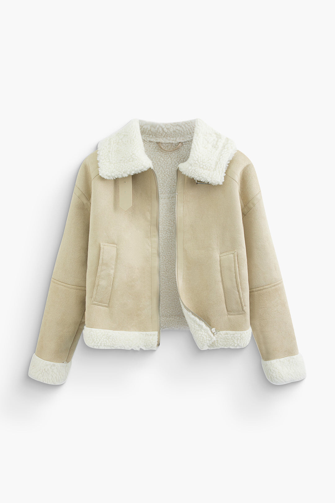 Faux Shearling Stand Collar Jacket