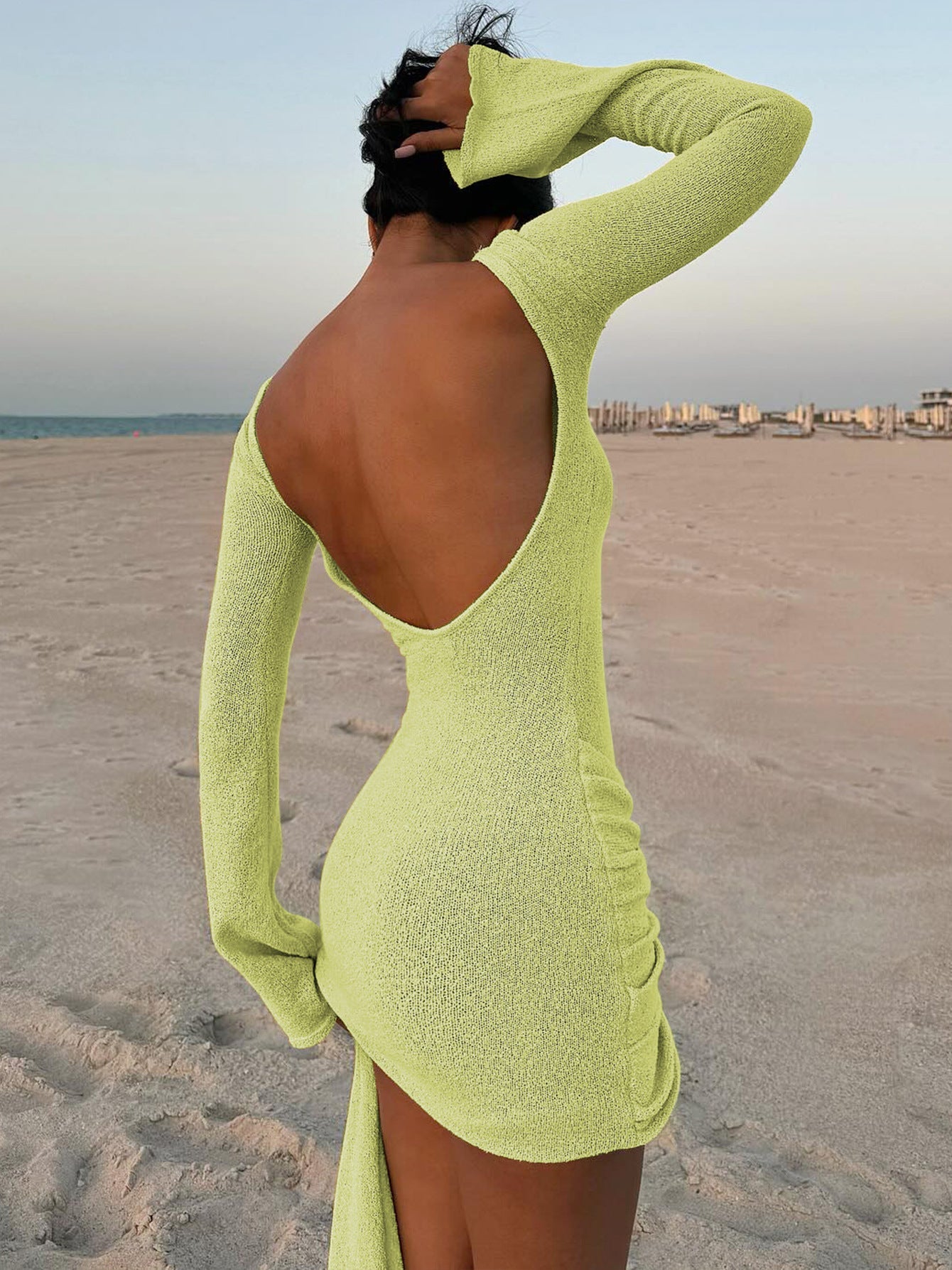 Carrie Knitted Backless Bandage Mini Dress