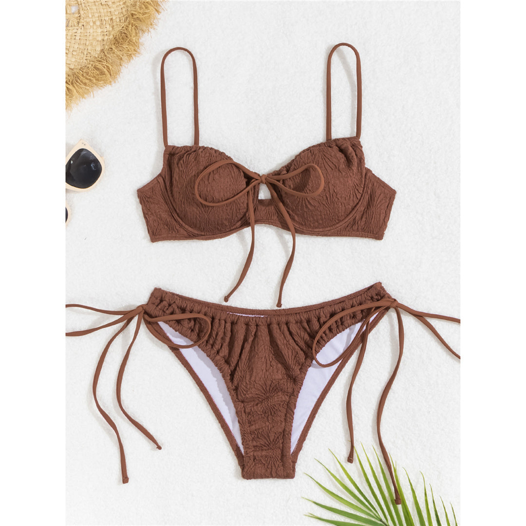 Carol Wrinkled Underwired Knotted High Cut Bikini