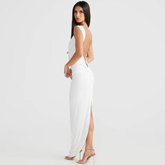 Carrie Low Cut Sleeveless Sexy Maxi Dress