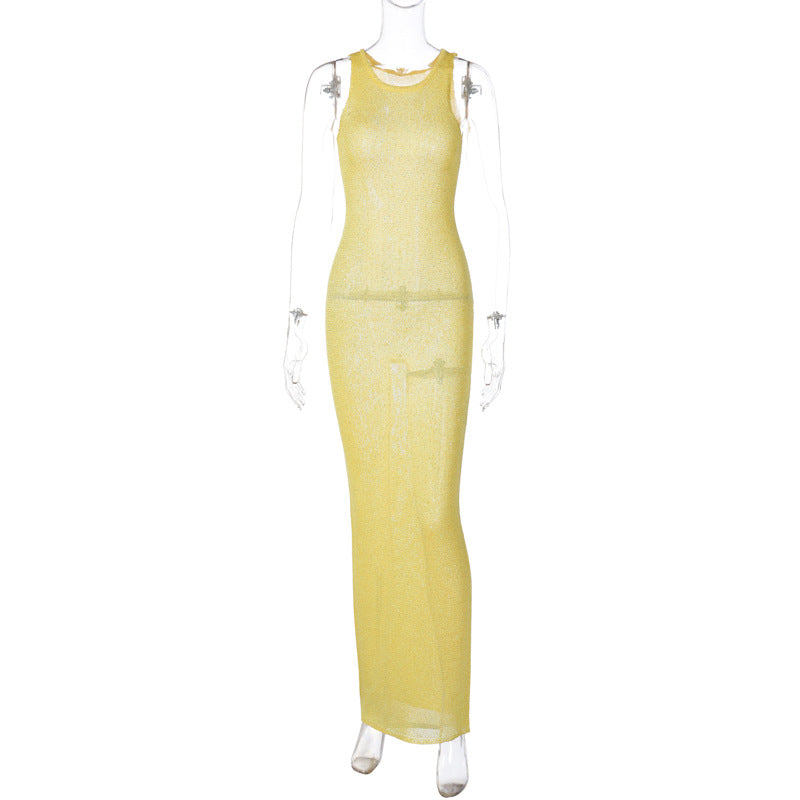 Carly See-Through Fashion Sleeveless Maxi Dress