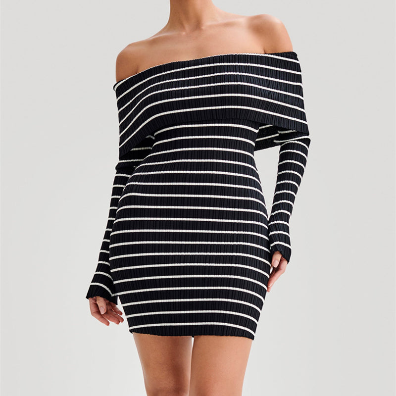 Carol Striped Knit Sweater Mini Dress