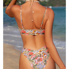 Cheryl Floral Printed Brazilian Mid Waist Bikini