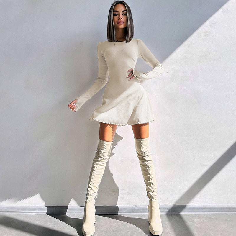 Charlotte Ribbed Long Sleeve Sexy Mini Dress