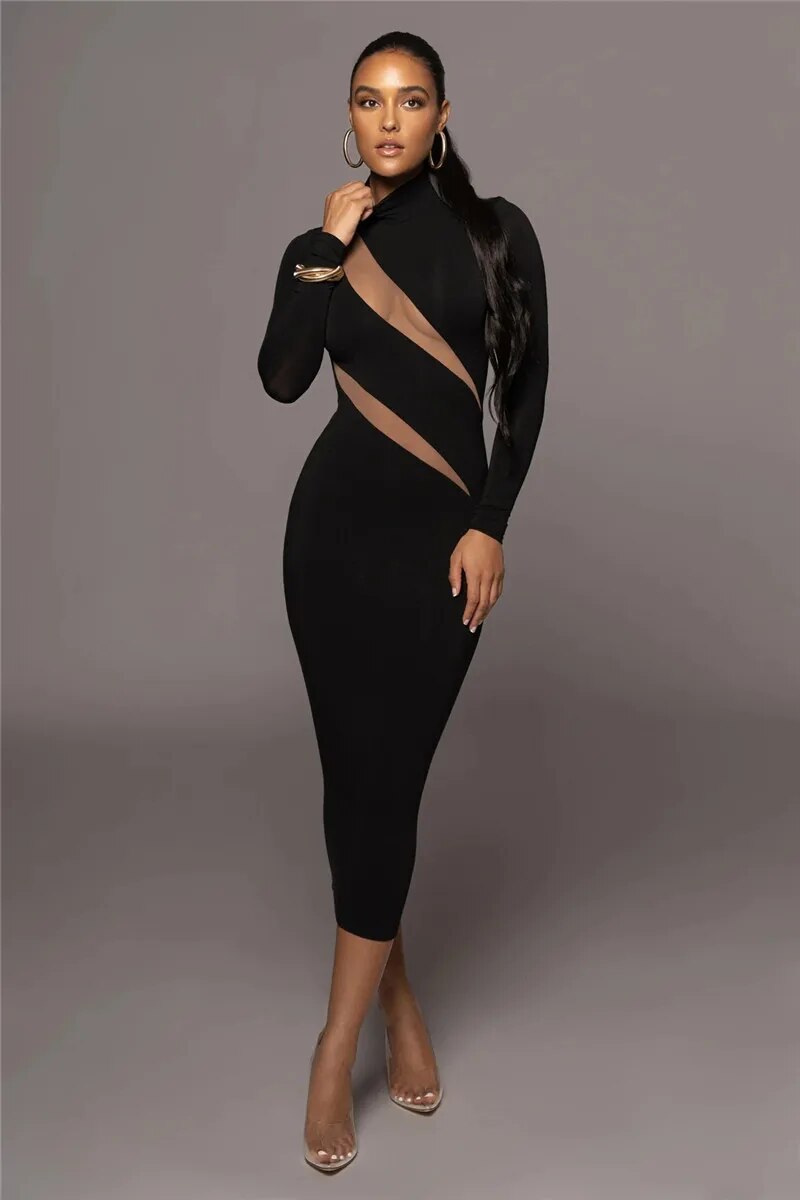 Alanna Long Sleeve Bodycon Sexy Maxi Dress