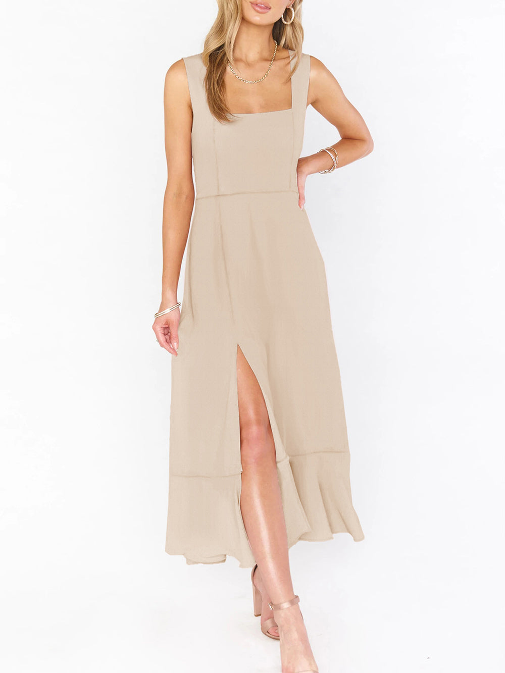 Alexa A Line Spaghetti Strap Maxi Dress