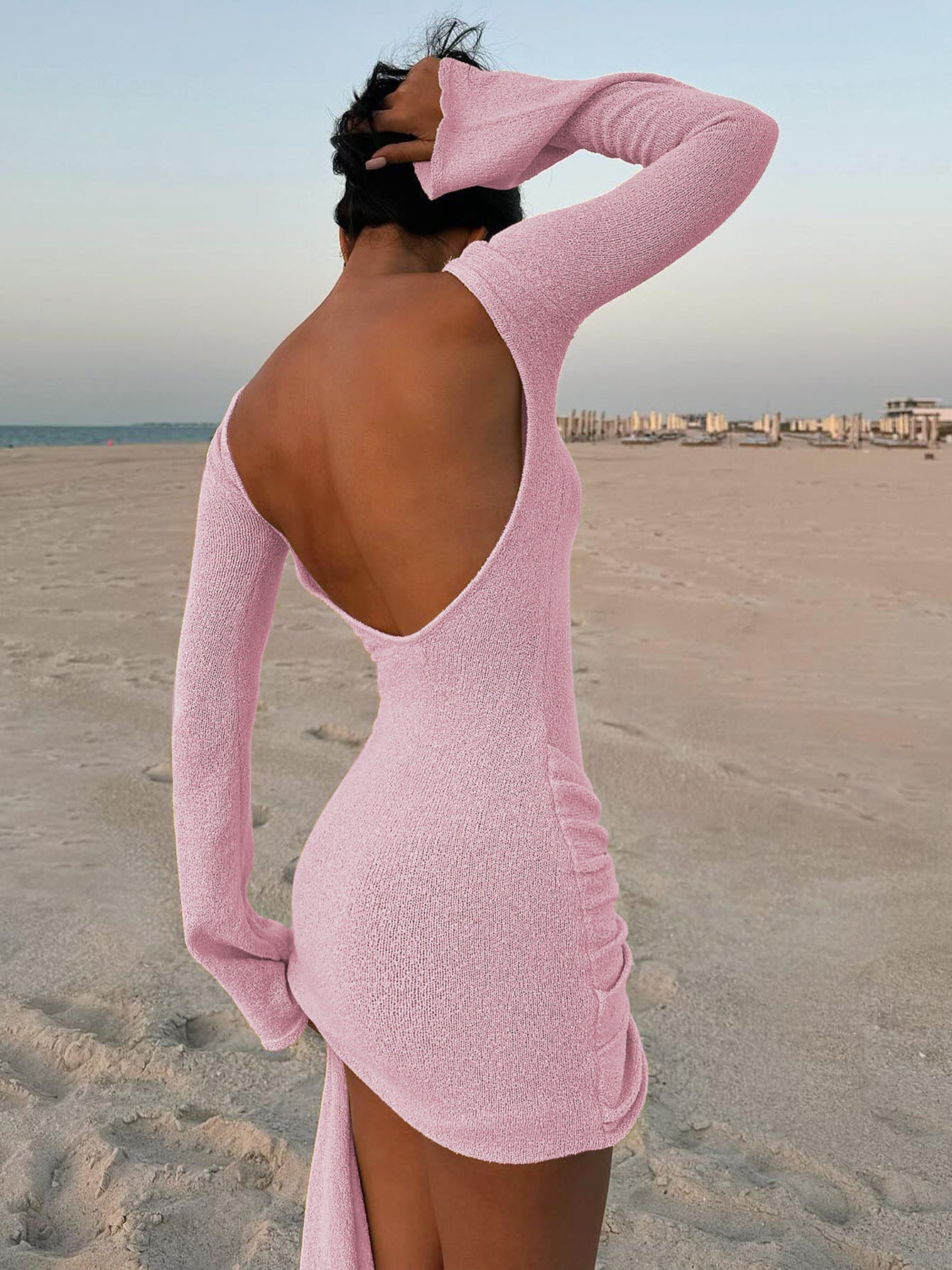 Carrie Knitted Backless Bandage Mini Dress