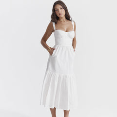 Allison White Spaghetti Strap Midi Dress