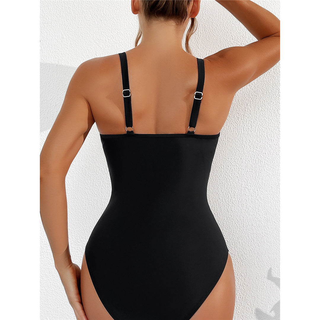 Deborah Sexy Mesh Sheer V Neck One Piece Swimsuit